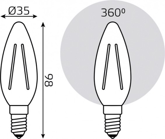 Лампа светодиодная GAUSS Filament Cвеча E14 7W 580lm 4100К LED (в упаковке 3шт) [103901207T]