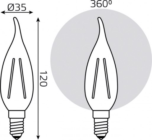 Лампа светодиодная GAUSS Filament Cвеча на ветру E14 7W 4100К LED (в упаковке 3шт) [104901207T]