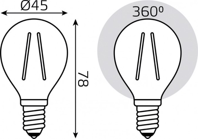 Лампа светодиодная GAUSS Filament Шар E14 7W 2700K LED (в упаковке 3шт) [105901107T]
