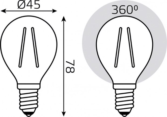 Лампа светодиодная GAUSS Filament Шар E14 7W 4100K LED (в упаковке 3шт) [105901207T]