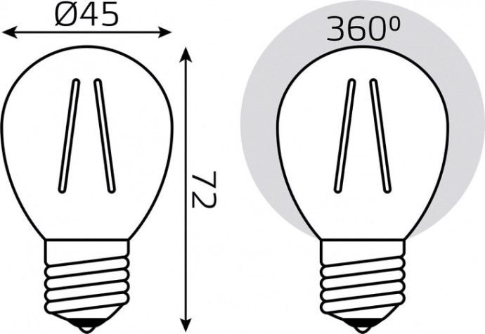 Лампа светодиодная GAUSS Filament Шар E27 7W 4100K LED (в упаковке 3шт) [105902207T]