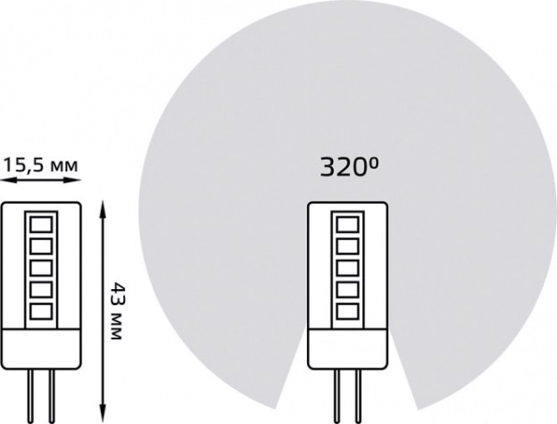 Лампа светодиодная GAUSS G4 g4 12v 4w 410lm 4100k керамика led [207307204]