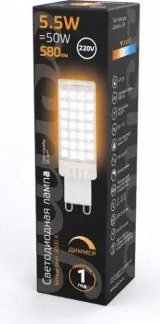 Лампа светодиодная GAUSS G9 g9 ac185-265v 5,5w 550lm 3000k керамика диммируема [107309155-D]