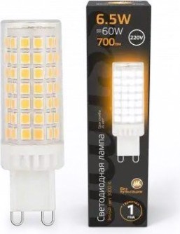 Лампа светодиодная GAUSS G9 g9 ac185-265v 6,5w 770lm 3000k керамика led [107309106]