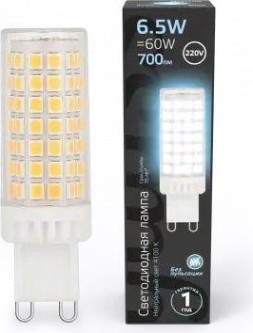 Лампа светодиодная GAUSS G9 g9 ac185-265v 6,5w 770lm 4100k керамика led [107309206]