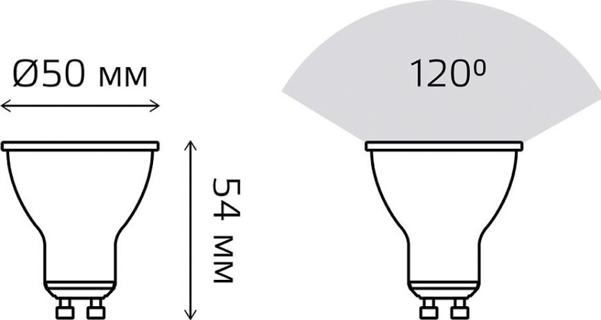 Лампа светодиодная GAUSS MR16 5w 500lm 3000k gu5.3 диммируемая led [101505105-D]