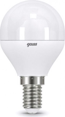 Лампа светодиодная GAUSS Шар 6.5w 520lm 3000k e14 led [105101107]