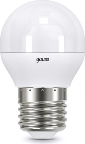 Лампа светодиодная GAUSS Шар 6.5w 520lm 3000k e27 led [105102107]