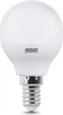 Лампа светодиодная GAUSS Шар elementary шар 6w 420lm 3000k е14 led [53116]