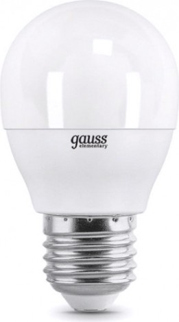 Лампа светодиодная GAUSS Шар elementary шар 6w 450lm 4100k е27 led [53226]