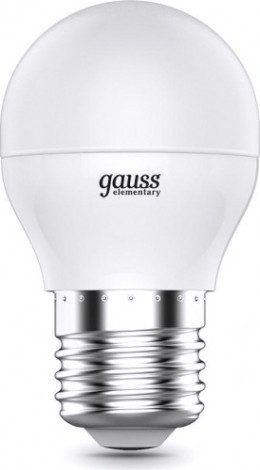 Лампа светодиодная GAUSS Шар elementary шар 6w 470lm 6500k е27 led [53236]