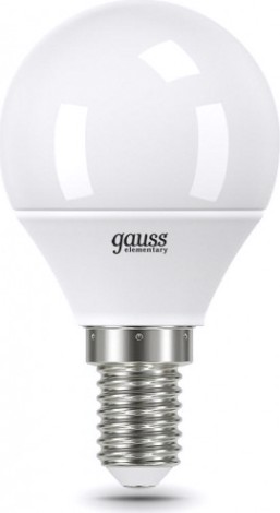 Лампа светодиодная GAUSS Шар elementary шар 8w 520lm 3000k е14 led [53118]