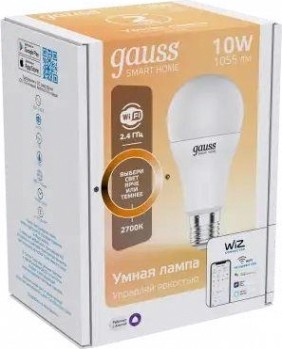 Лампа светодиодная GAUSS Smart home a60 10w 1055lm 2700к e27 диммируемая led [1070112]