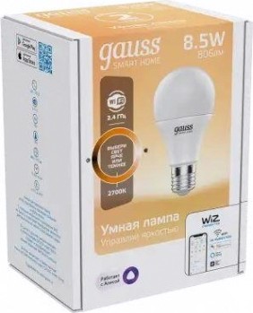 Лампа светодиодная GAUSS Smart home a60 8,5w 806lm 2700к e27 диммируемая led [1050112]