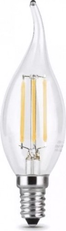 Лампа светодиодная GAUSS Свеча filament на ветру 5w 420lm 2700к е14 led [104801105]