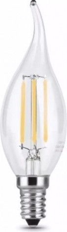 Лампа светодиодная GAUSS Свеча filament на ветру 5w 450lm 4100к е14 led [104801205]