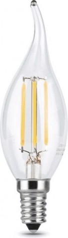 Лампа светодиодная GAUSS Свеча filament на ветру 7w 550lm 2700к е14 led [104801107]