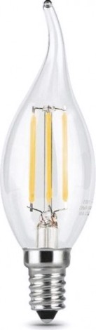 Лампа светодиодная GAUSS Свеча filament на ветру 7w 580lm 4100к е14 led [104801207]