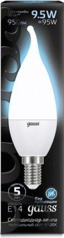 Лампа светодиодная GAUSS Свеча на ветру 9.5w 950lm 4100k e14 led [104101210]