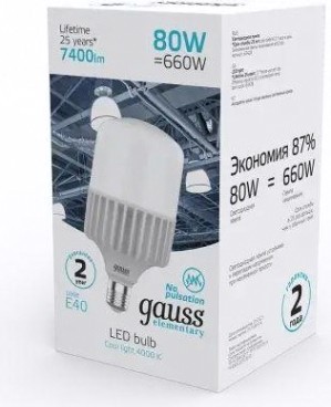 Лампа светодиодная GAUSS T140 elementary 80w 6400lm 4000k e40 led [63428]