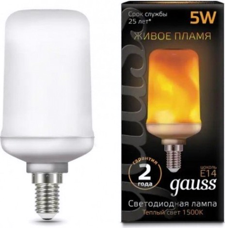 Лампа светодиодная GAUSS T65 t65 5w 20-80lm 1500k e14 flame led [157401105]