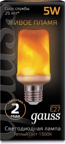 Лампа светодиодная GAUSS T65 t65 5w 20-80lm 1500k e27 flame led [157402105]