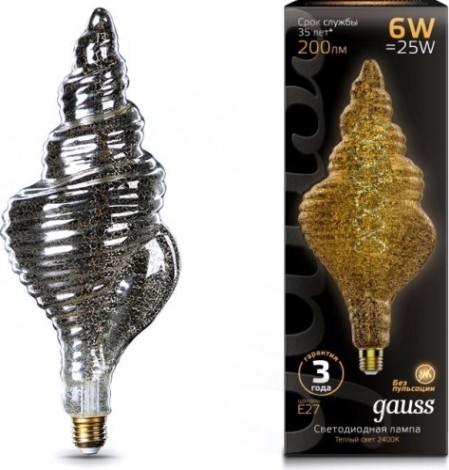 Лампа светодиодная GAUSS TL120 filament 6w 200lm 2400к е27 gray flexible led [166802008]