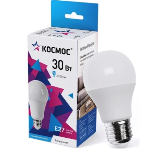 Лампа светодиодная КОСМОС 30W A70 E27 4500K 174-265B [LkecLED30wA70E2745]