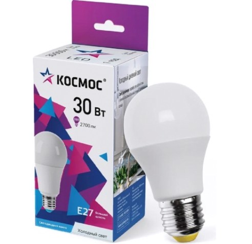 Лампа светодиодная КОСМОС 30W A70 E27 6500K 174-265B [LkecLED30wA70E2765]