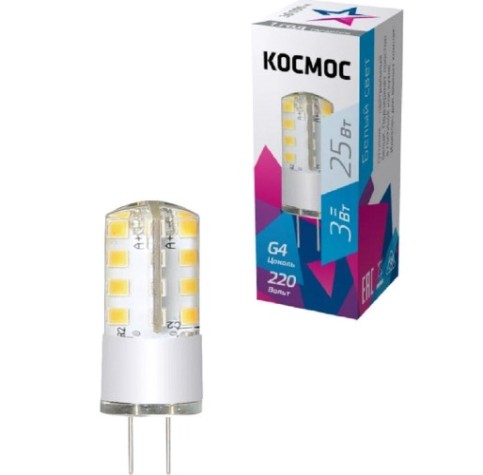 Лампа светодиодная КОСМОС 3Вт G4 220В 4500К силикон [LksmLED5wJCG4220v45]