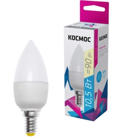 Лампа светодиодная КОСМОС CN 10.5W 220V E14 3000K [LkecLED10.5wCNE1430]