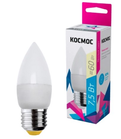Лампа светодиодная КОСМОС CN 7,5W 220V E27 3000K [LkecLED7.5wCNE2730]