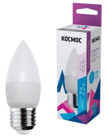 Лампа светодиодная КОСМОС CN 7.5W 220V E27 6500K [LkecLED7.5wCNE2765]