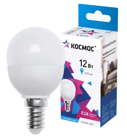 Лампа светодиодная КОСМОС GL45 12W 220V E14 4500K [LkeLED12wGL45E1445]
