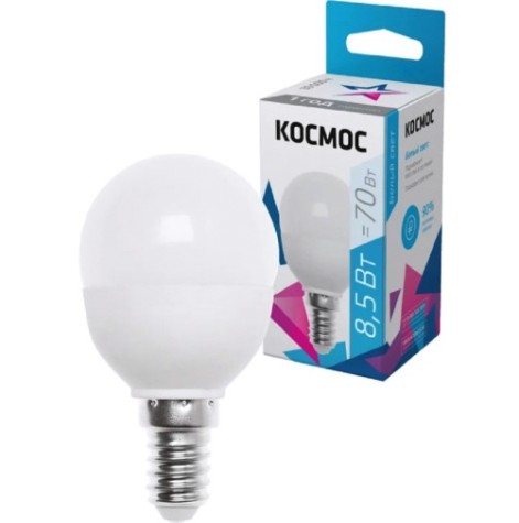 Лампа светодиодная КОСМОС GL45 8.5W 220V E14 4500K [LkecLED8.5wGL45E1445]