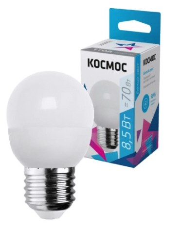 Лампа светодиодная КОСМОС GL45 8.5W 220V E27 4500K [LkecLED8.5wGL45E2745]