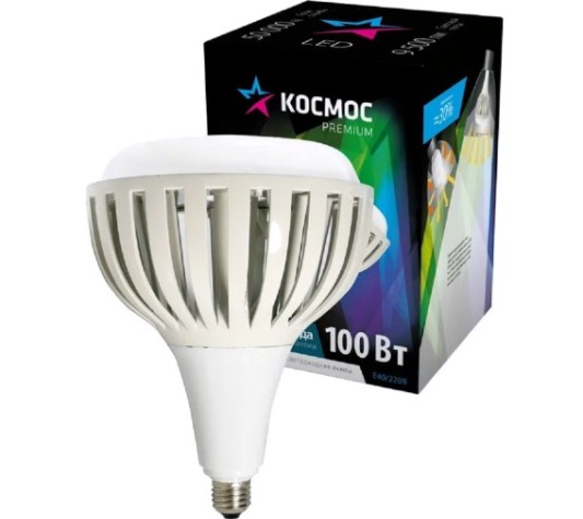 Лампа светодиодная КОСМОС PREMIUM HWLED 100W 220V E40 6500K [KHWLED100WE4065]
