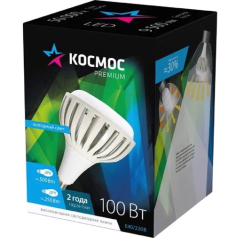 Лампа светодиодная КОСМОС PREMIUM HWLED 100W 220V E40 6500K [KHWLED100WE4065]