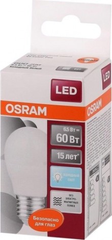 Лампа светодиодная Osram LED Star B 60 p 60 6.5w/840 6.5вт 4000к e27 550лм [4058075134324]