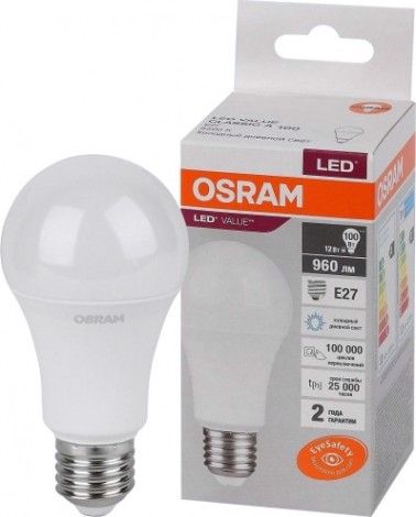 Лампа светодиодная Osram LED VALUE cla100 12sw/865 230v e27 10x1 [4058075579064]