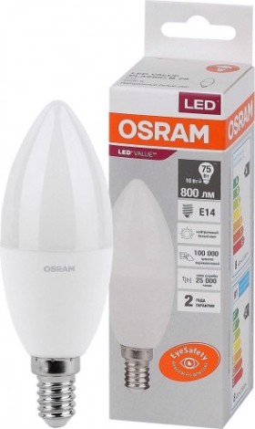 Лампа светодиодная Osram LED VALUE clb75 10sw/840 230v e14 10x1 [4058075579187]