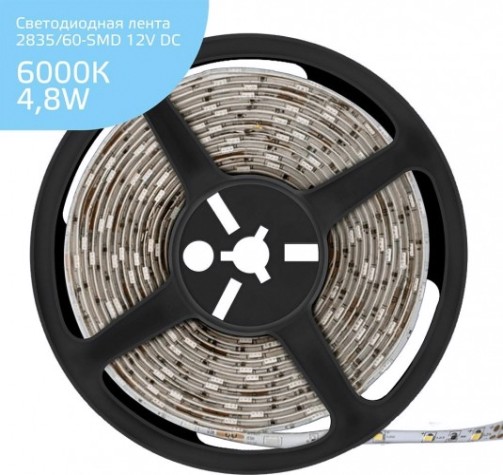 Лента светодиодная GAUSS Elementary 2835/60-smd 4.8w 12v dc холодный белый ip20 (zip b [355000305]
