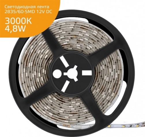 Лента светодиодная GAUSS Elementary 2835/60-smd 4.8w 12v dc теплый белый ip20 (zip bag [355000105]