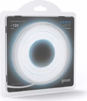 Лента светодиодная GAUSS LED 2835/60-smd 4.8w 12v dc холодный белый ip66 (блист [311000305]