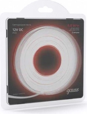 Лента светодиодная GAUSS LED 2835/60-smd 4.8w 12v dc красный (блистер 5м) [312000705]