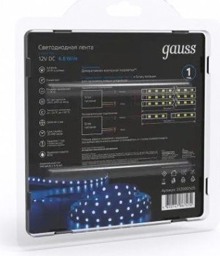 Лента светодиодная GAUSS LED 2835/60-smd 4.8w 12v dc синий ip66 (блистер 5м) [311000505]