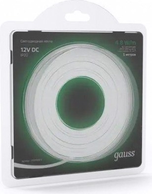 Лента светодиодная GAUSS LED 2835/60-smd 4.8w 12v dc зеленый (блистер 5м) [312000605]