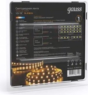 Лента светодиодная GAUSS LED 5050/60-smd 14.4w 12v dc теплый белый (блистер 5м) [312000114]