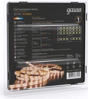 Лента светодиодная GAUSS LED 5050/60-smd 14.4w 12v dc теплый белый ip66 (блисте [311000114]