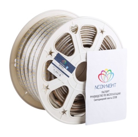 Лента светодиодная Neon-Night 142-204 (50 метров) 220B, SMD2835, 276 LED/м, теплый белый, 7,5x20мм, [142-204]